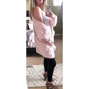 Light Pink/Blush super soft Fleece long Cardigan